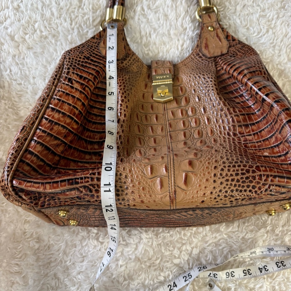 BRAHMIN Melbourne Elisa Toasted Croc Satchel Bag Purse & Wallet - Picture 11 of 16